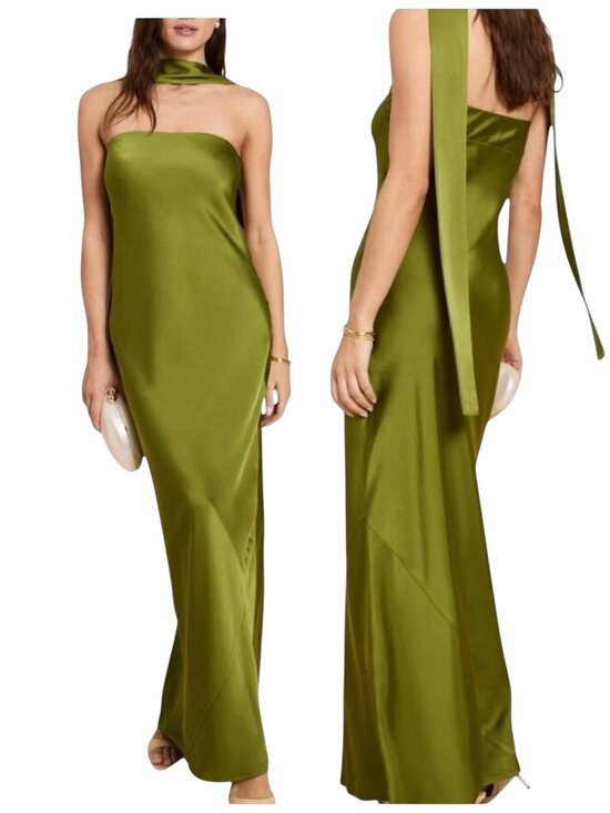 o.p.t Dresses & Skirts - O.P.T Marice Strapless Satin Maxi Gown Clover Green Medium NWT